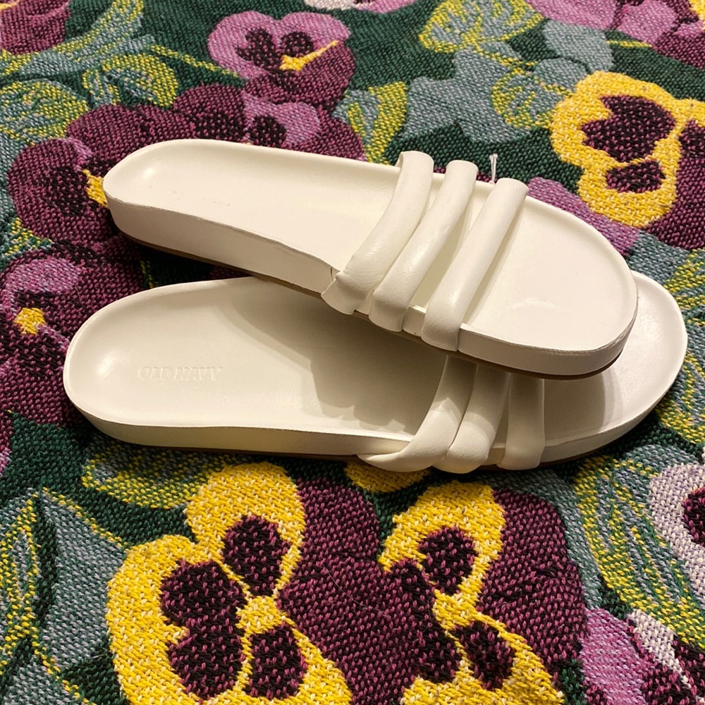 White strap slide sandals